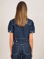 Paige Puff-Sleeve Short Denim Jacket Emberlynn Blue | Women