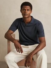Merino Wool Open Collar Polo Shirt Midnight Navy | Men
