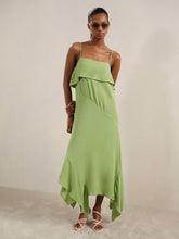 Ruffle-Detail Midi Dress Green | Women