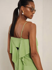 Ruffle-Detail Midi Dress Green | Women
