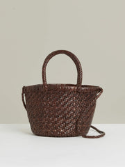 Leather Woven Mini Tote Bag Chocolate | Women