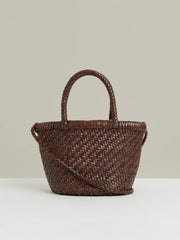 Leather Woven Mini Tote Bag Chocolate | Women