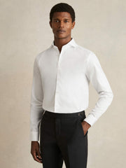 Regular Fit Slim-Fit Cotton Double-Cuff Shirt White | Men