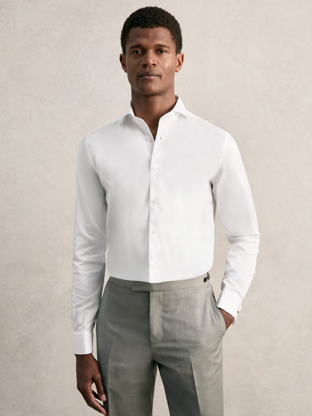 Slim Fit Slim-Fit Cotton Double-Cuff Shirt White | Men