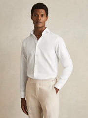 Slim Fit Cotton-Twill Two-Fold Shirt Slim-Fit White | Men