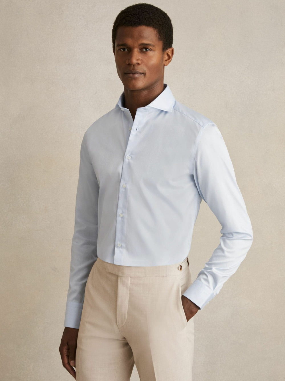 Slim Fit Cotton-Twill Two-Fold Shirt Slim-Fit Soft Blue | Men