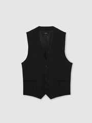 Wool-Blend Slim-Fit Waistcoat Black | Men