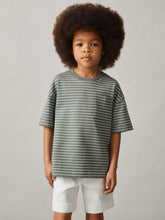 9-13 yrs Cotton-Blend Stripe T-Shirt Sage/White | Children & Baby