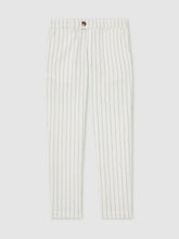 13-14 yrs Cotton Pinstripe Trousers Regular-Fit Off White/Taupe Brown | Children & Baby