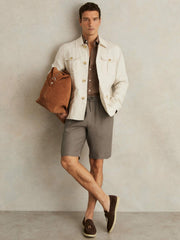 Linen Drawstring Shorts Mushroom Brown | Men