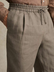 Linen Drawstring Shorts Mushroom Brown | Men