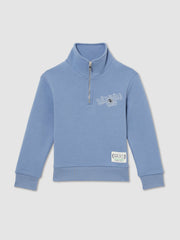 9-13 yrs SmileyWorld Half-Zip Sweatshirt Unisex Fit Blue | Children & Baby