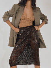 Atelier Laser-Cut Pencil Skirt Chocolate | Women