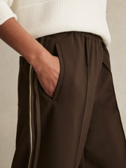 Side-Stripe Wide-Leg Trousers Chocolate Brown | Women