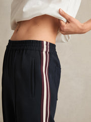 Petite Side-Stripe Wide-Leg Trousers Navy | Women