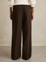 Petite Side-Stripe Wide-Leg Trousers Chocolate Brown | Women