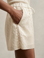 Laser Cut Drawstring Shorts White | Women