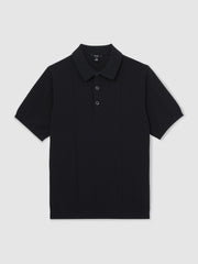 Cotton-Silk Polo Shirt Navy | Men