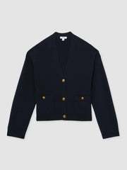 Wool-Cashmere Button Cardigan Navy | Women