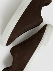 Suede Slip-On Elasticated Trainers Chocolate Brown | Men
