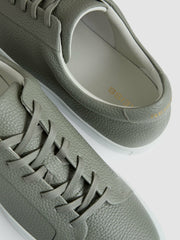Tumbled-Leather Low-Top Trainers Mint Green | Men