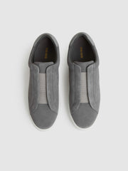 Suede Slip-On Elasticated Trainers Grey | Men