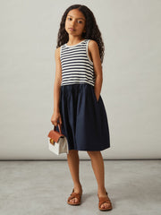 13-14 yrs Cotton Layered Sleeveless Midi Dress Navy | Children & Baby