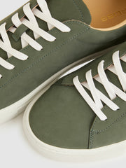 Nubuck Leather Low-Top Trainers Thyme Green | Men