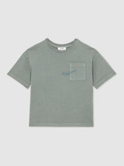 3-9 yrs Cotton Palm-Embroidery Oversize T-Shirt Washed Sage | Children & Baby