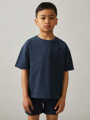 3-9 yrs Cotton Palm-Embroidery Oversize T-Shirt Washed Navy | Children & Baby