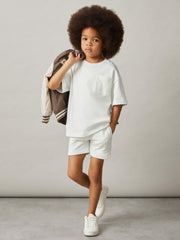 13-14 yrs Cotton Brand-Embroidered Shorts Off White | Children & Baby