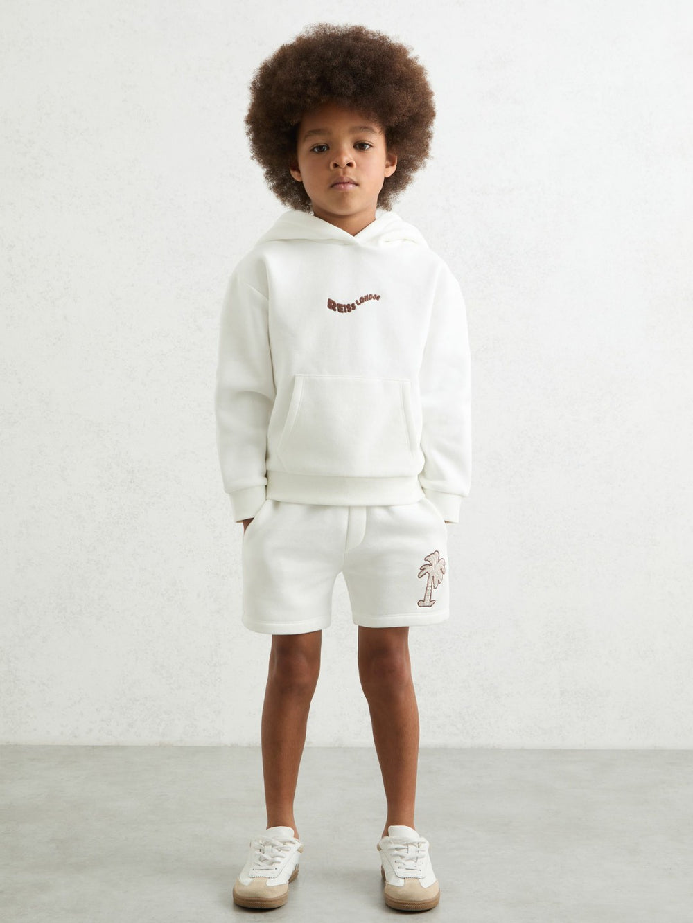 9-13 yrs Cotton Blend Palm Embroidered Shorts Off White | Children & Baby
