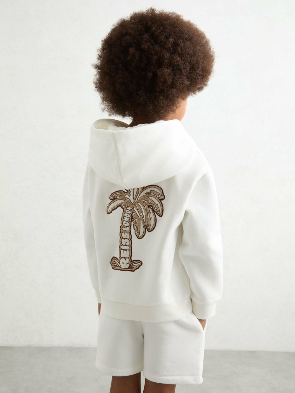 3-9 yrs Cotton-Blend Palm-Embroidered Hoodie Off White | Children & Baby