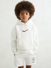 3-9 yrs Cotton-Blend Palm-Embroidered Hoodie Off White | Children & Baby