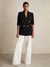 Oversized Double-Breasted Blazer Linen-Blend Black | Women