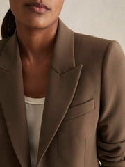 Petite Tailored Single Breasted Suit Blazer Mink Neutral | Women