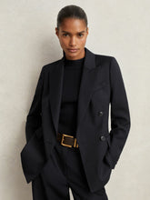 Wool Blend Double Breasted Suit Blazer Navy | Women
