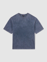 Cotton Garment-Dyed Oversize T-Shirt Indigo Blue | Men