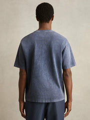 Cotton Garment-Dyed Oversize T-Shirt Indigo Blue | Men