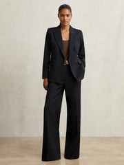 Petite Wool Blend Double Breasted Suit Blazer Navy | Women