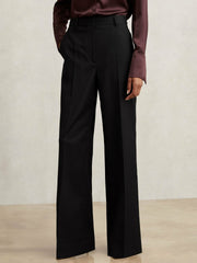 Petite Wool-Blend Wide-Leg Suit Trousers Black | Women