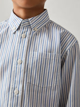 9-13 yrs Cotton-Poplin Striped Oversize Shirt Blue/White | Children & Baby