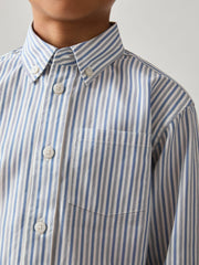 9-13 yrs Cotton-Poplin Striped Oversize Shirt Blue/White | Children & Baby