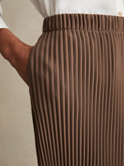 Pleated Jersey Midi Skirt Chocolate | Women