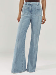Petite Patch-Pocket Flared Jeans Light Blue | Women