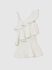 Cotton Tiered Ruffle Mini Dress Ivory | Women