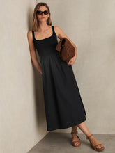Perforated-Knit Cotton-Skirt Midi Dress Navy | Women