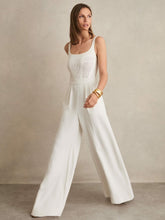 Perforated-Knit Wide-Leg Jumpsuit Ivory | Women