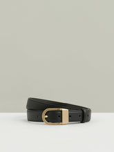 Leather Curved-Buckle Belt Black | Women