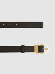 Leather Curved-Buckle Belt Black | Women
